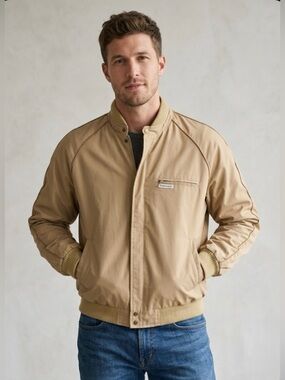 Vintage Windbreaker Harrington Style Jacket - Tan - Size M